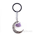 Charm Natural Raw Rough Amethyst Gemstone Moon Pendant